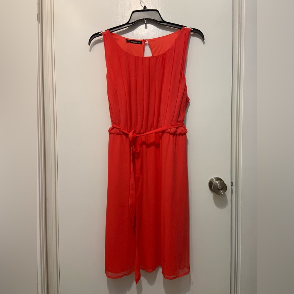 Maurices Vibrant Coral Midi Dress Plus 1X (Size 16)